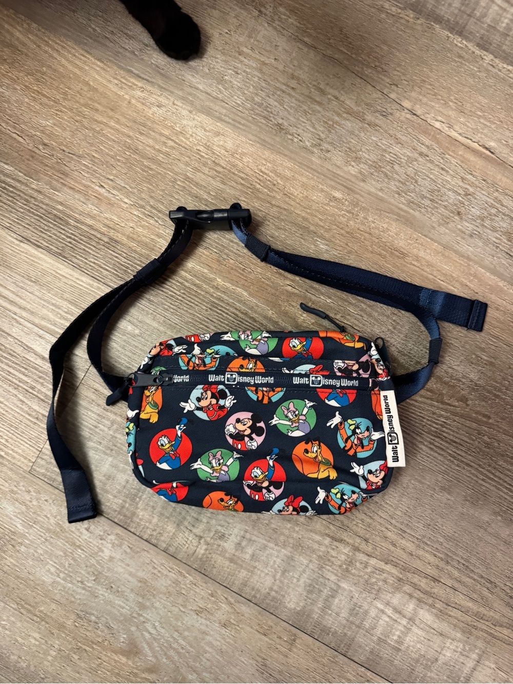 Disney Black Multicolor Character Print Waist Bag